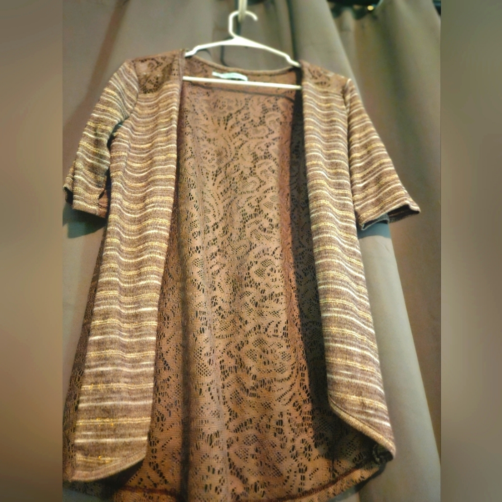 Cute lace brown cardigan - great condition- size Large